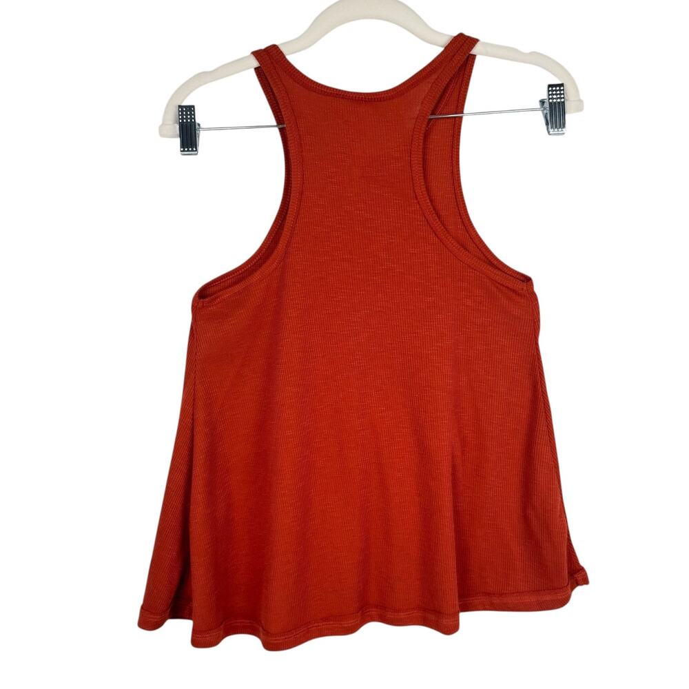 Free People Burnt Orange Relaxed Fit Ribbed Tank Top Sz XS Stretch Lightweight - Picture 2 of 7